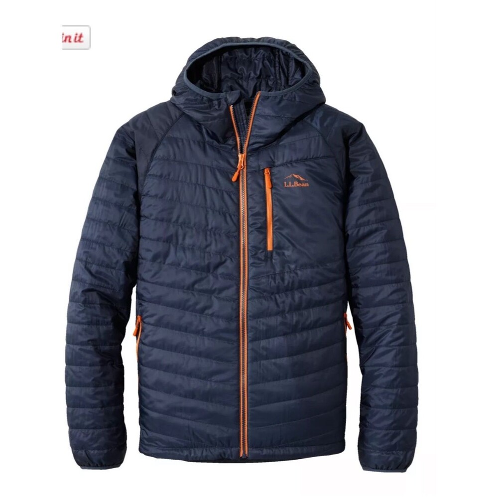 L.L. Bean Navy PrimaLoft Packaway Hooded Puffer Outdoor Heritage Jacket Size XL
